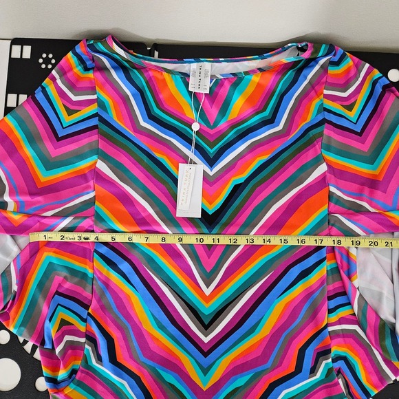 Trina Turk Pink Multicolor Geometric Print Swim Tunic Cover-Up | Women's Medium - Picture 6 of 15